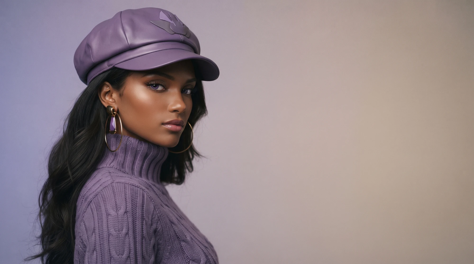Purple portrait — AI studio portrait photography generated with Nano Banana Pro